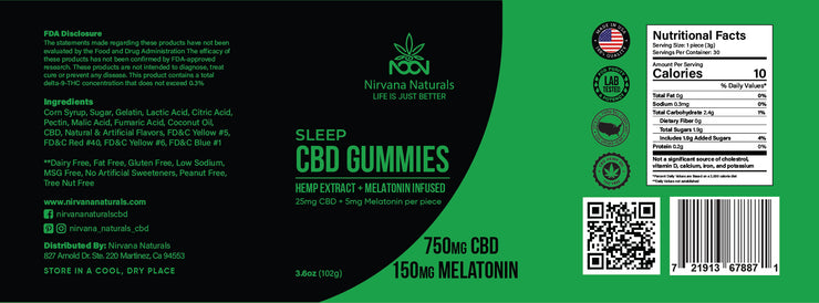25 MG CBD Sleep Gummies - Nirvana Naturals CBD
