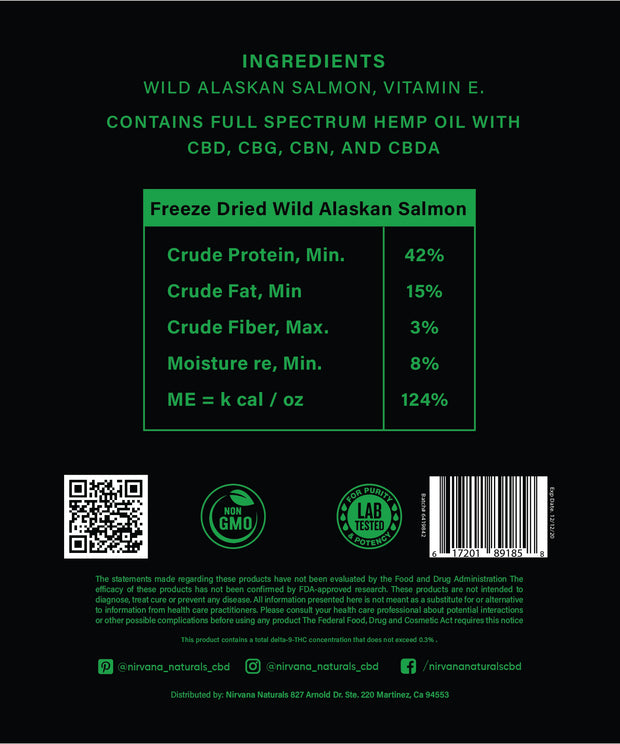 150 MG CBD Salmon Freeze- Dried Bites Pet Treats - Nirvana Naturals CBD