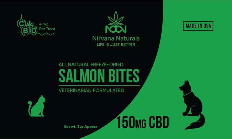 150 MG CBD Salmon Freeze- Dried Bites Pet Treats - Nirvana Naturals CBD
